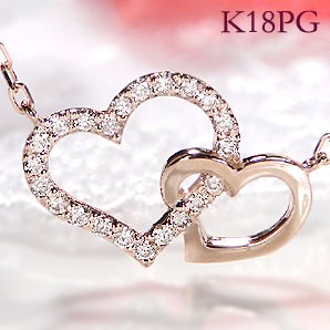 きらきらカワイイ、ダブルハート ネックレス